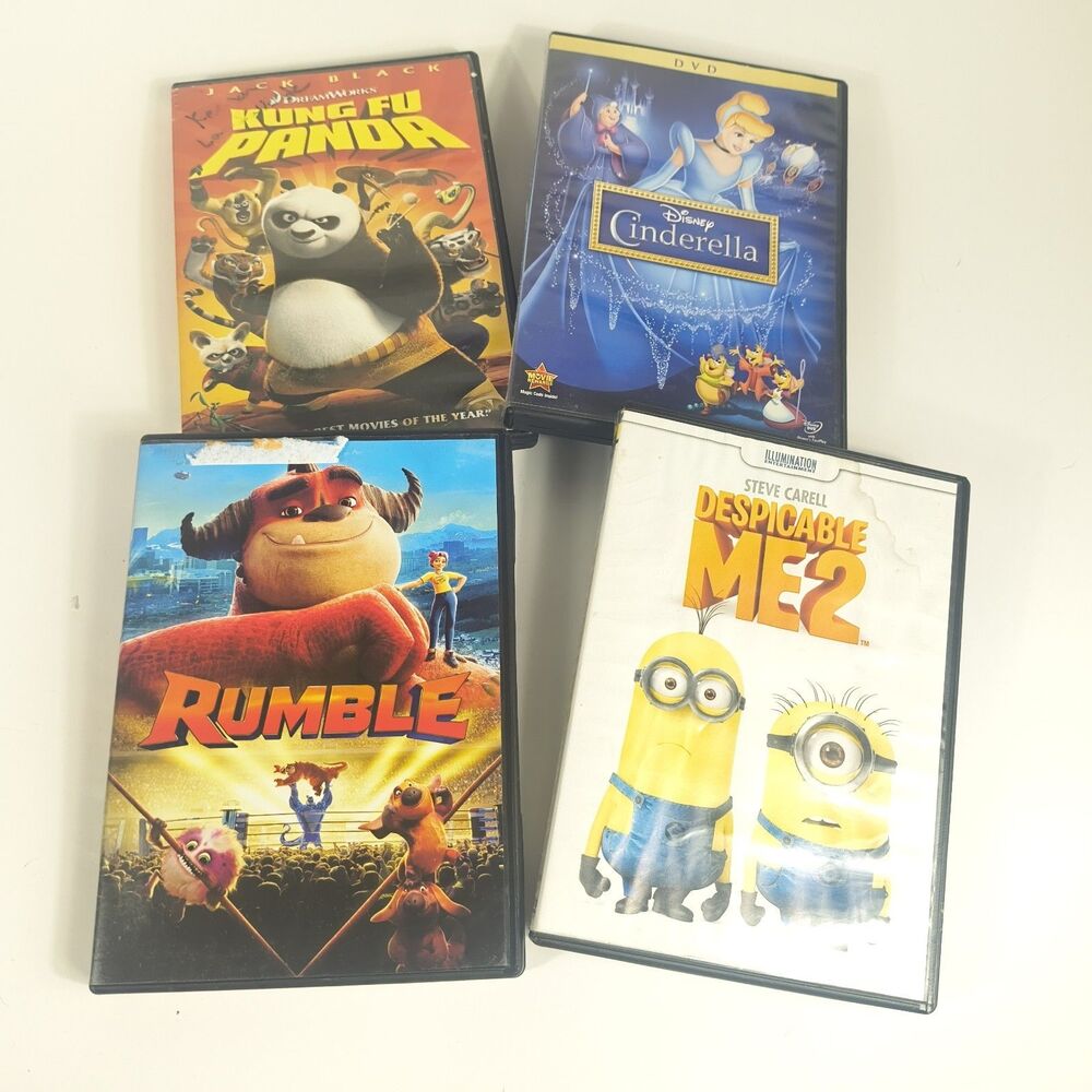 Kids DVD Lot Cinderella Kung Fu Panda Despicable Me 2 Rumble Family Movies